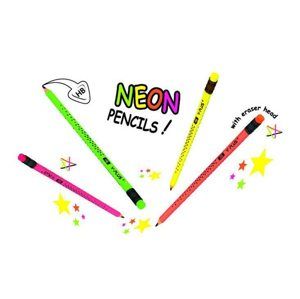Grafitová tužka STAR NEON trojhranná s gumou, 6 ks