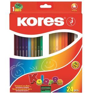 Kores Trojhranné pastelky Kolores 24 barev + ořezávátko