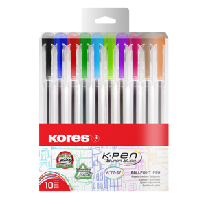 Kores Kuličkové pero K11 Pen Super Slide 1 mm - sada 10 barev