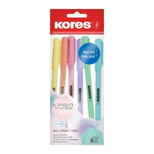 Kores Kuličkové pero K0 Pen Super Slide 1 mm - sada 6 pastelových barev