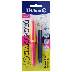 Pelikan Gumovací pero ergonomické, 0,7 mm, žluto-růžové, 1 ks + 2 náplně