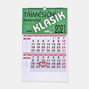 BOBO Kalendář nástěnný 2021 tříměsíční KLASIK