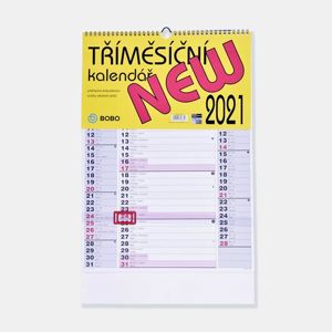 BOBO Kalendář nástěnný 2021 tříměsíční New