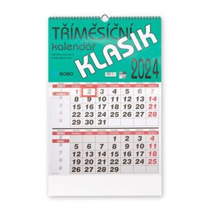 BOBO Kalendář nástěnný 2024 tříměsíční KLASIK