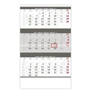 Kalendář nástěnný 2020 - Tříměsíční šedý