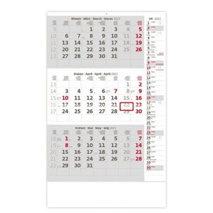 Kalendář nástěnný 2023 - Tříměsíční šedý s poznámkami
