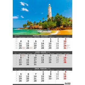 Kalendář nástěnný 2024 - Pobřeží  – 3měsíční/Pobrežie – 3mesačné
