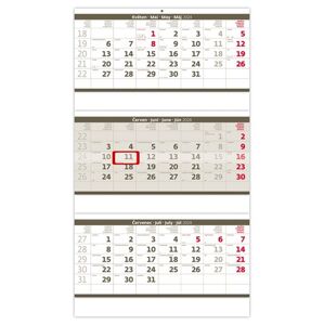 Kalendář nástěnný 2024 - Tříměsíční skládaný šedý