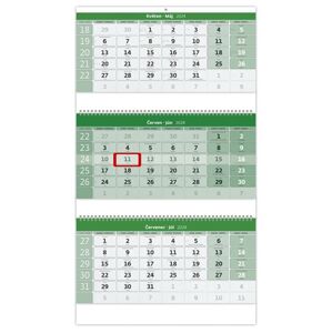 Kalendář nástěnný 2024 - Tříměsíční GREEN/Trojmesačný GREEN