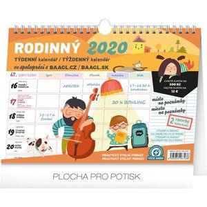 Týdenní rodinný plánovací kalendář 2020 s háčkem, 30 × 21 cm
