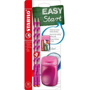 STABILO EASYgraph Slim školní set P pro praváky - růžová (2×tužka HB, ořezávátko, pryž)