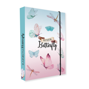 Desky na sešity s boxem A4 - Rainbow Butterfly / Motýl