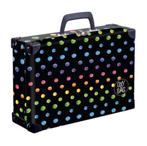 Kufřík lamino hranatý okovaný - Dots colors