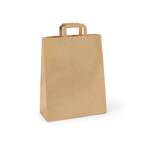 Papírová taška s plochým uchem 24 × 11 × 33 cm, 80 g - hnědá