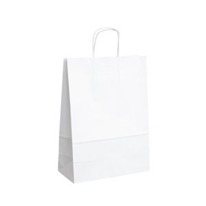 Papírová taška s krouceným uchem 32 × 12 × 41 cm, 100 g - bílá
