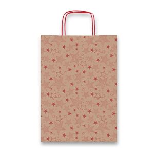 Vánoční dárková taška Kraft Stelline 16 × 8 × 21 cm - červená