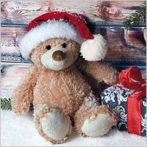 Stil Ubrousky 33 x 33 Vánoce - Plyšový medvídek s dárkem
