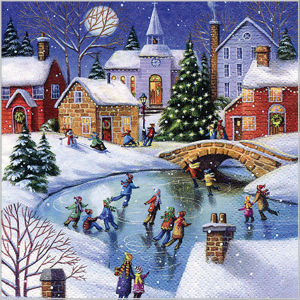Stil Ubrousky 33 x 33 Vánoce - zimní vesnice