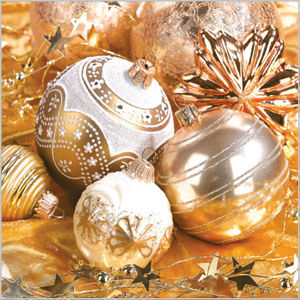 Stil Ubrousky 33 x 33 Vánoce - zlaté s ozdobami