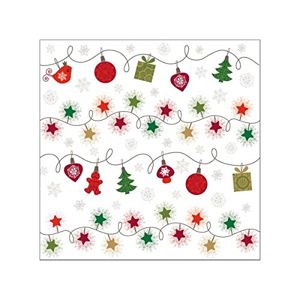 Vánoční ubrousky 25 × 25 cm, 20 ks - Vánoční symboly