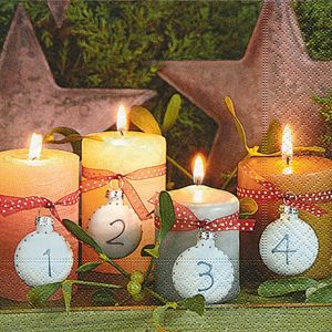 Vánoční ubrousky 33 × 33 cm, 20 ks - Adventní svíčky