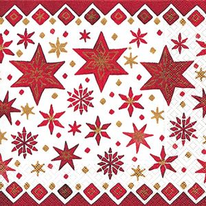 Vánoční ubrousky 33 x 33 cm, 20 ks - Severské hvězdy
