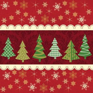 Vánoční ubrousky 33 x 33 cm, 20 ks - Vánoční stromky s hvězdami