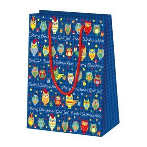 Vánoční dárková taška 16 × 22 × 8 cm - Sovičky