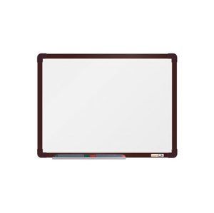 boardOK Bílá magnetická tabule s keramickým povrchem 60 × 45 cm, hnědý rám
