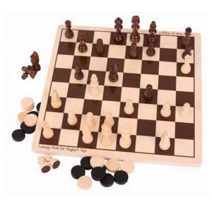 Dřevěné šachy a dáma