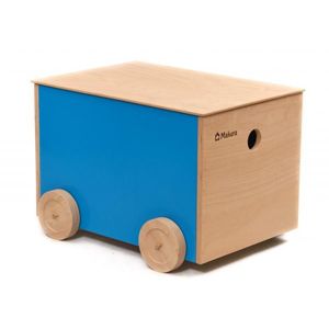 Dřevěný box na kolečkách - fialový