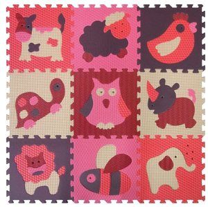 Pěnové puzzle Zvířata červená-růžová SX (30x30)
