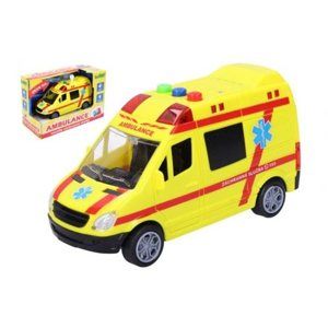 Auto ambulance záchranáři plast 14,5 cm na baterie se světlem a zvukem