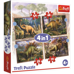 Puzzle Zajímaví dinosauři 4 v 1
