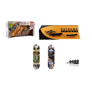 Skateboard prstový šroubovací 2 ks, plast, 10 cm s rampou a s doplňky