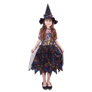 Dětský kostým čarodějnice/ Halloween - barevná (M)