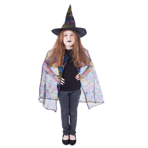 Dětský plášť s pavučinou čarodějnice s kloboukem