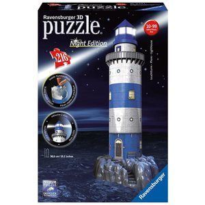 Puzzle 3D Maják v příboji (Noční edice), 216 dílků