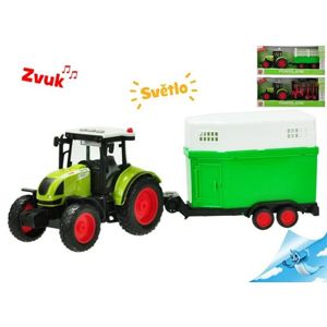 Traktor s vlečkou na setrvačník a baterie se světlem a zvukem, mix