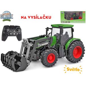 Kids Globe R/C traktor zelený 27 cm s předním nakladačem na baterie a se světlem 2,4 GHz