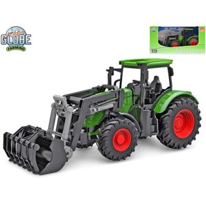 Kids Globe traktor zelený s předním nakladačem volný chod 27 cm