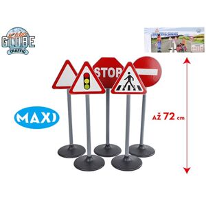 Kids Globe Traffic maxi dopravní značení oboustranné 69 - 72 cm s nálepkami, 5 ks