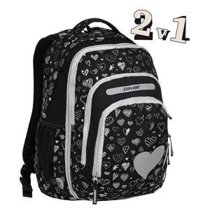 Studentský batoh Explore 2v1 BAR Black Hearts