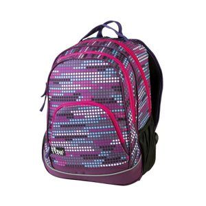 Školní batoh dvoukomorový Easy - fialový s puntíky