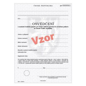 Osvědčení o znalosti ČJ pro účely získání povolení k trvalému pobytu na území ČR - nové
