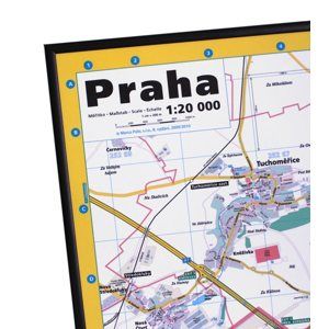 Rámovaná Praha nástěnná mapa 1: 20 000