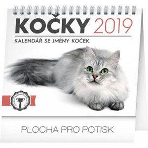 Kalendář stolní 2019  - Kočky – se jmény koček, 16,5 x 13 cm - neuveden
