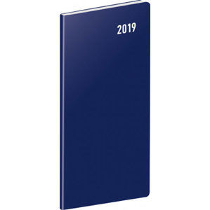 Diář 2019 - Modrý - kapesní, plánovací měsíční, 8 x 18 cm - neuveden