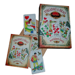 Vykládací a hrací originální mariášové karty – dárkový komplet - Hrubý Jan